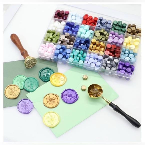 Elegant Wax Seal Kit with Gold Stamp and Tealight Candles - Picture 5 of 7